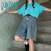 Lunivop Women’s Straight Leg Wide Knee Length Shorts Summer New Casual Simplicity High Waisted